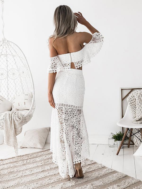 Lace strapless pencil skirt two-piece set bodycon dresses