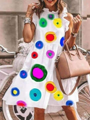 Holiday printed sexy round neck hot style sleeveless maxi dresses for women