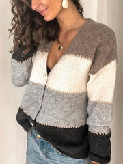 Stylish stiped single-breasted blouse sweaters