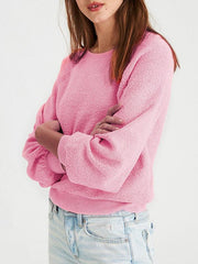 Temperament Plush Solid Color Sweater