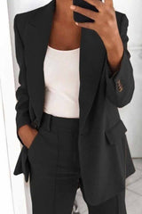 Two-Piece Fashion Lapel Slim Cardigan Blazer