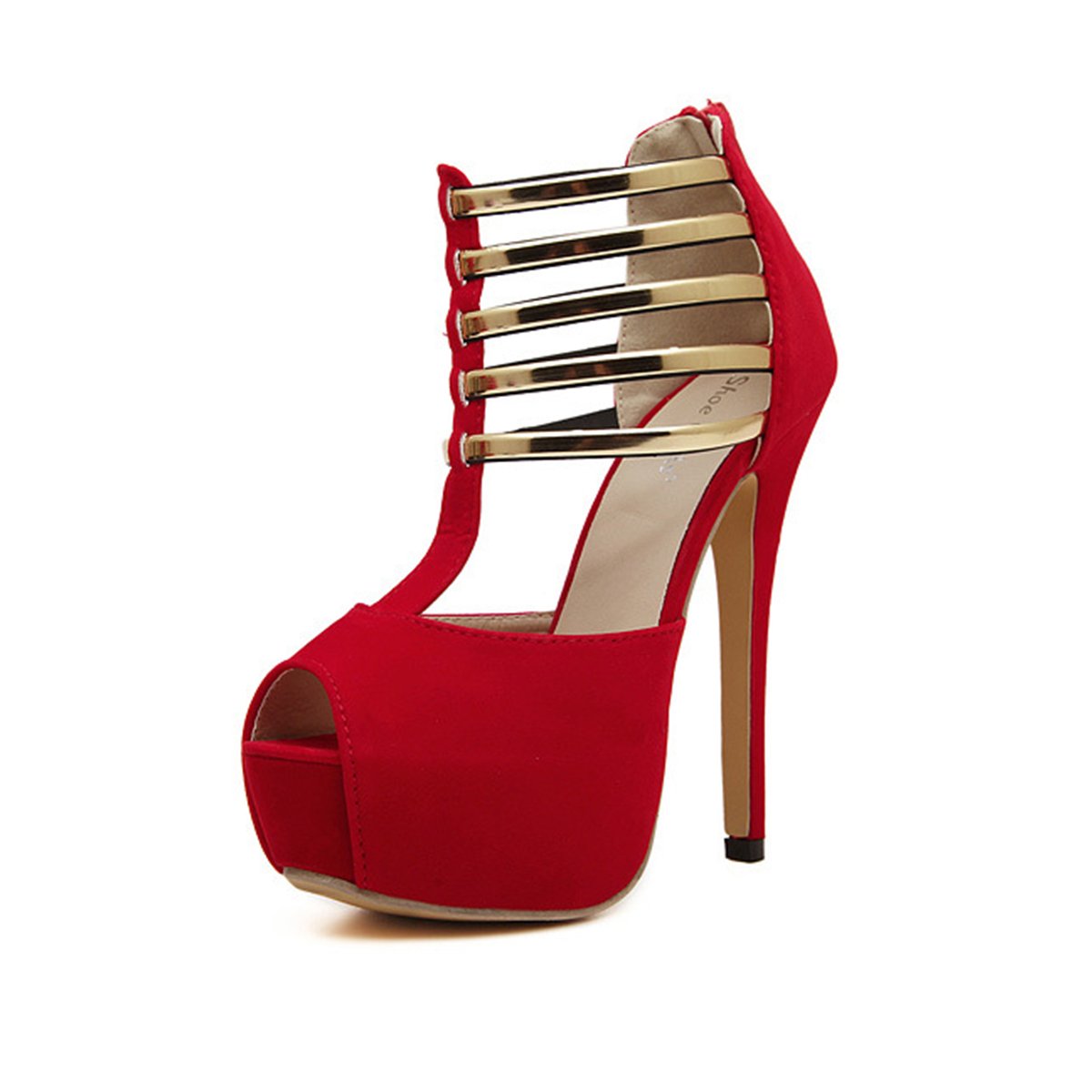 Hollow Out Color Block Sandals Peep Toe Stiletto Heels Pumps