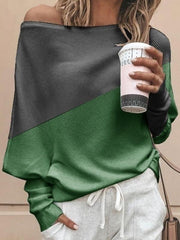 Loose casual one off shoulder bat sleeve Autumn knit sweaters Tops