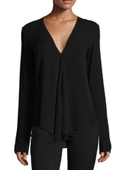 Long Sleeve Plain Daily Woman Sexy V Neck T-Shirts