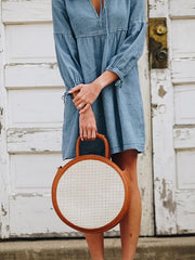 Hot style lantern sleeves denim shift dress