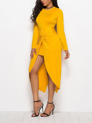 Long Sleeve Round Neck Woman Sexy Autumn Bodycon Dress