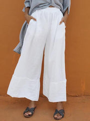 Loose casual cotton women long plain pants