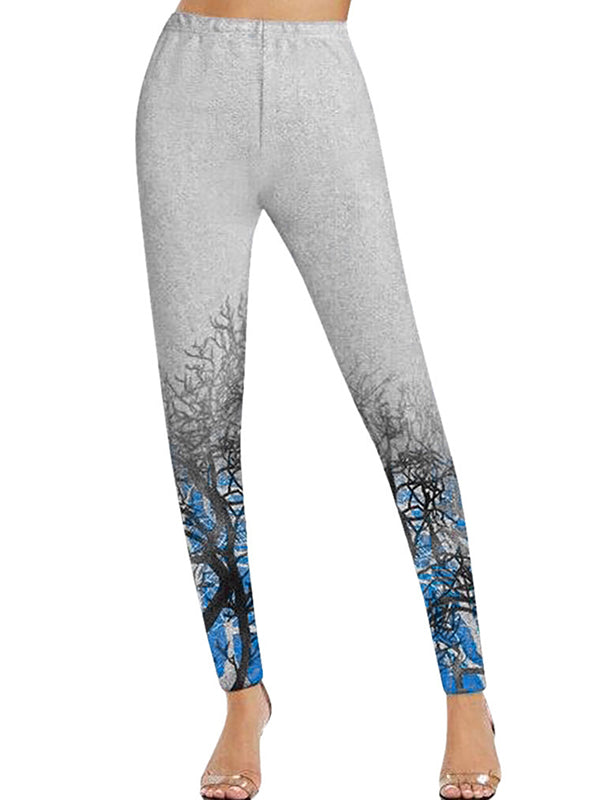 Landscape Painting Casual Cotton-Blend long pants