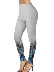 Landscape Painting Casual Cotton-Blend long pants