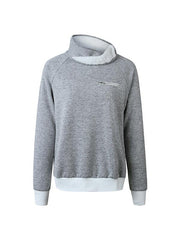 Thick High Collar Zip Woman Long Sleeve Sweatshirt