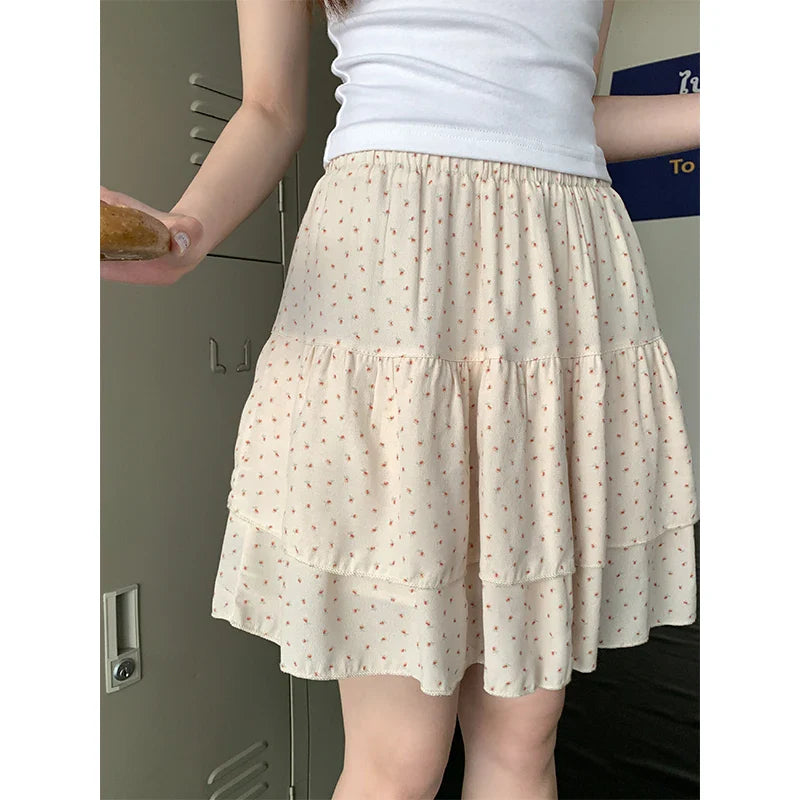 SMLSummer Floral Pleated Mini Skirt