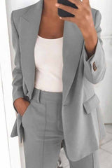 Two-Piece Fashion Lapel Slim Cardigan Blazer