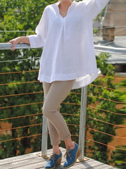 Stylish V neck Plain Women Blouses