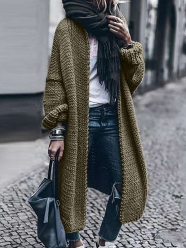 Long Sleeve Knit Long Coats Cardigans