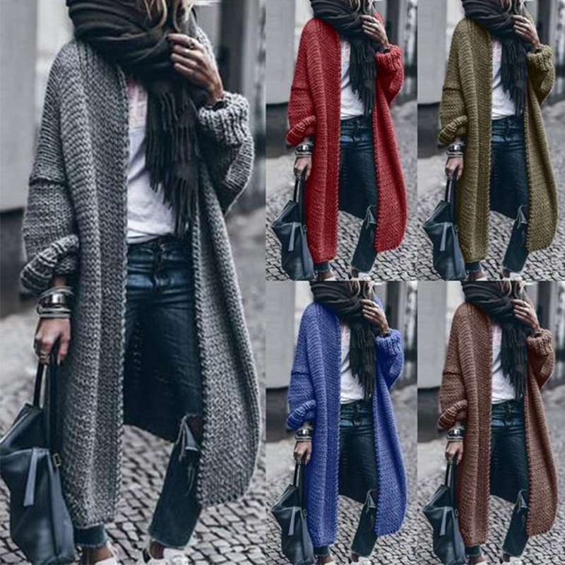 Long Sleeve Knit Long Coats Cardigans