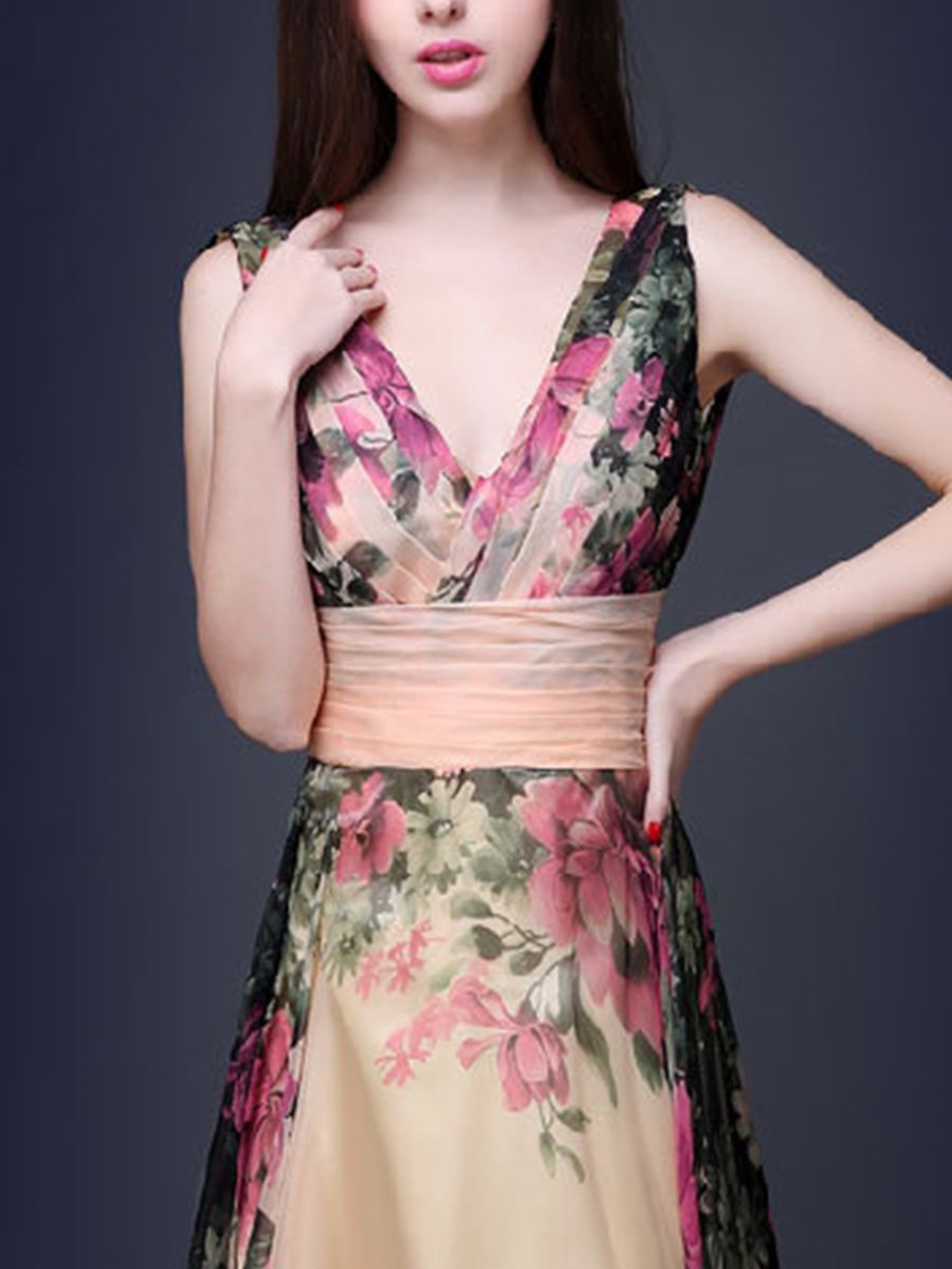 Flory Elegant V Neck Sexy Woman Evening Dresses