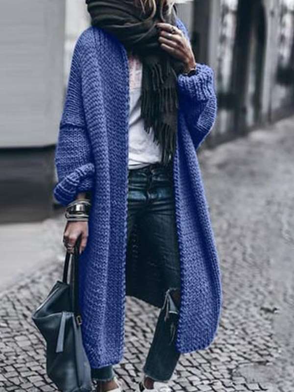 Long Sleeve Knit Long Coats Cardigans