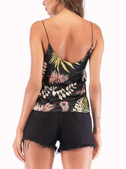 Summer Sleeveless Ladies leaf printed halter Vests