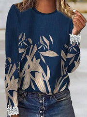 Floral Crew Neck Holiday Shirts & Tops