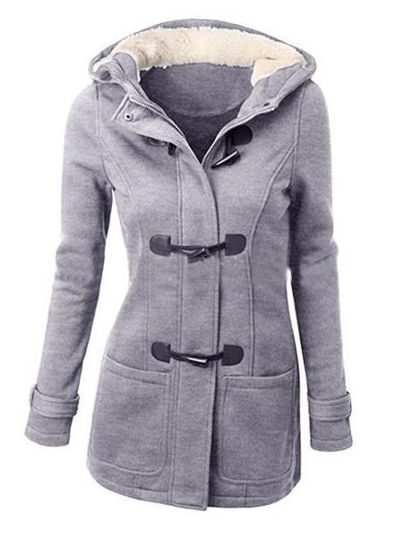 Trench Coat Horn Button Wool Casual Thick Outwear
