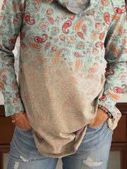 Tribal Cotton Blends Cowl Neck Shirts & Tops