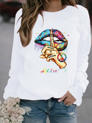 Long Sleeve Crew Neck Printed Sweatshirt