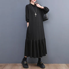 Winter Loose Split Joint Long Sweatshirt Midi Dress