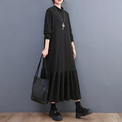 Winter Loose Split Joint Long Sweatshirt Midi Dress