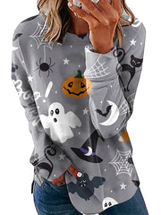 Halloween printed fashion women long sleeve T-shirts