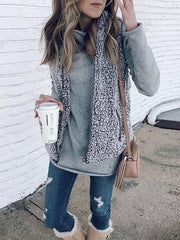 Two Colors Faux Fur Collar Zipper Plain Woman Vests