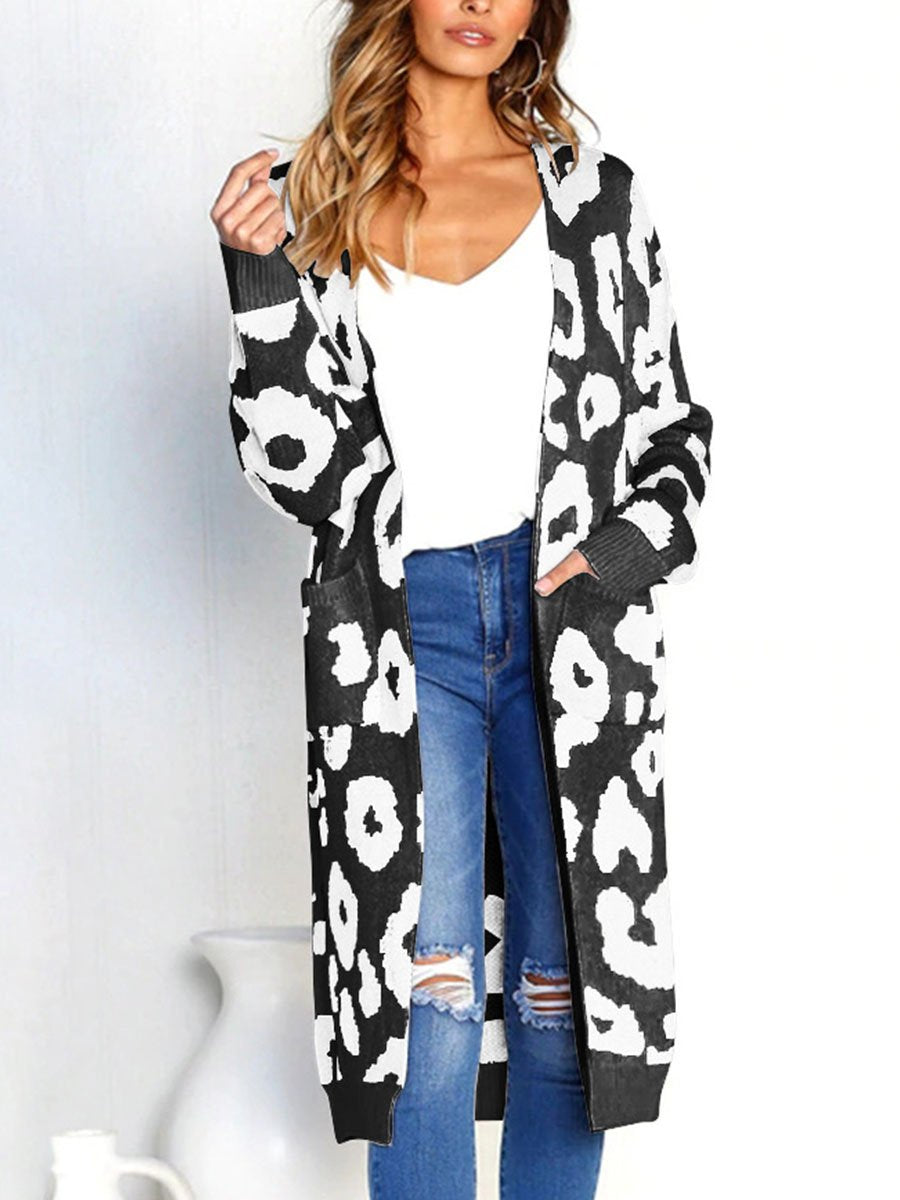 Long Style Sexy Leopard Sweater Fall Style Woman Coats Cardigans