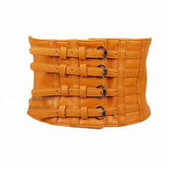 American four-breasted lychee pattern thick PU leather Belt