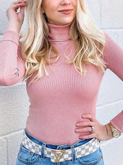 High Collar Knit Long Sleeve Sweaters
