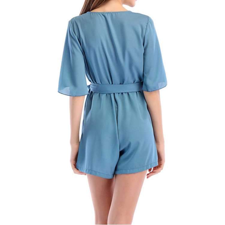 Loose Casual V neck Half sleeve Jumpsuits