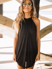 Halter Plain Sleeveless Casual Dresses
