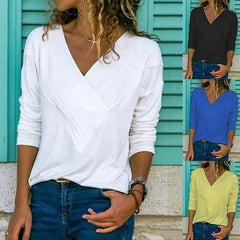 V Neck  Plain Casual T-Shirts