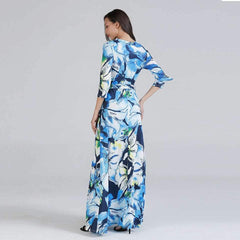 Floral V neck Skater Maxi Dresses