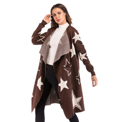 Floral Knitwear Long Casual Coats