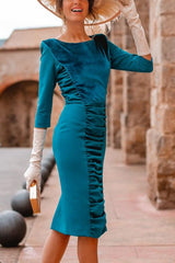 Glam Expectations Velvet Pleated Pencil Dress