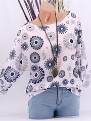 Floral Loose Batwing sleeve T-Shirts