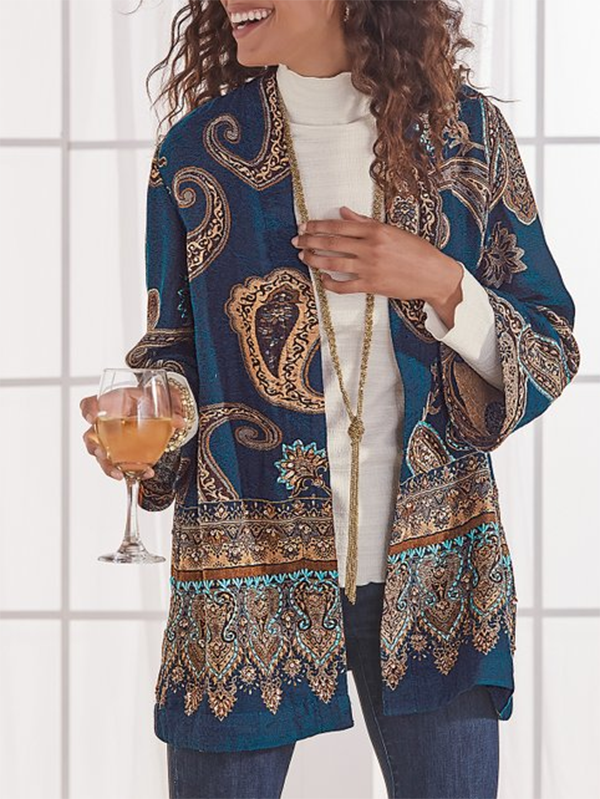 Long Sleeve Tribal Printed Outerwear