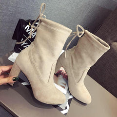 Fashion Round Toe Heel Martin Boots