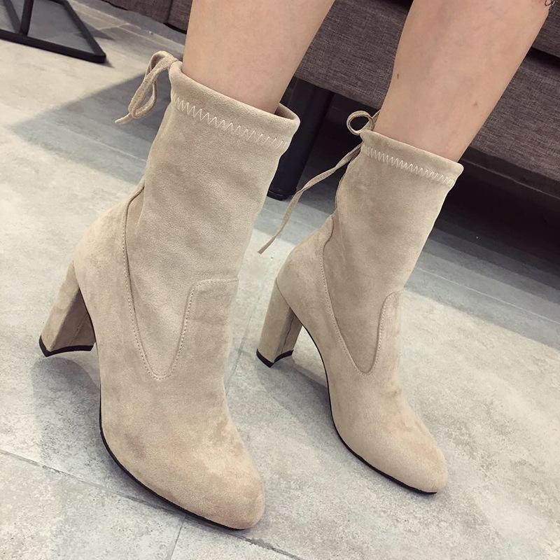 Fashion Round Toe Heel Martin Boots