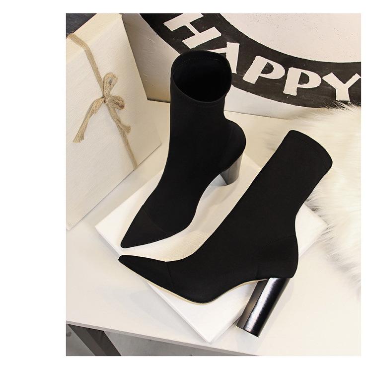 Fashion Wood Chunky heels Pointed Toe Sexy Boots