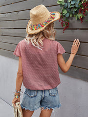Sweet v neck short sleeve lace women blouses