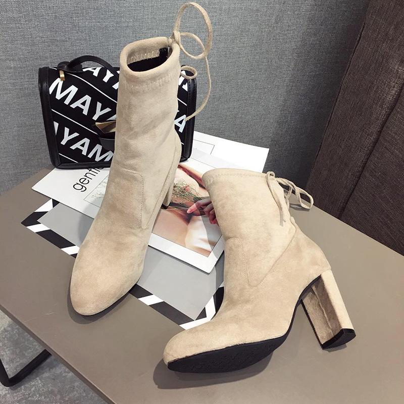 Fashion Round Toe Heel Martin Boots