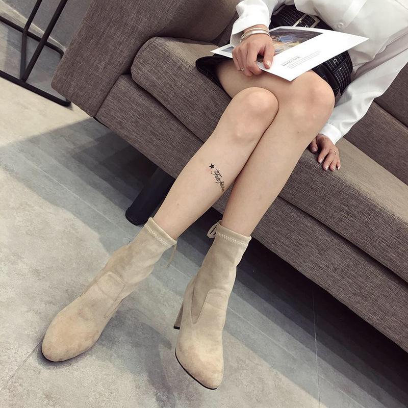 Fashion Round Toe Heel Martin Boots