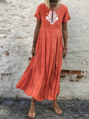 Summer short sleeve v-neck lace long bohe maxi dresses