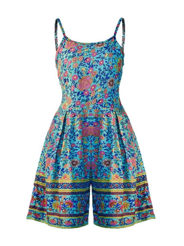 Stylish versatile printed strapless zip-up jumpsuit