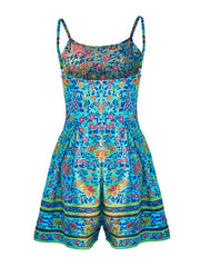 Stylish versatile printed strapless zip-up jumpsuit